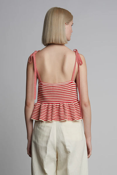 Mali Stripe Cami - Ivory/Rosso