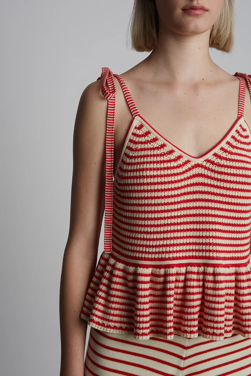 Mali Stripe Cami - Ivory/Rosso