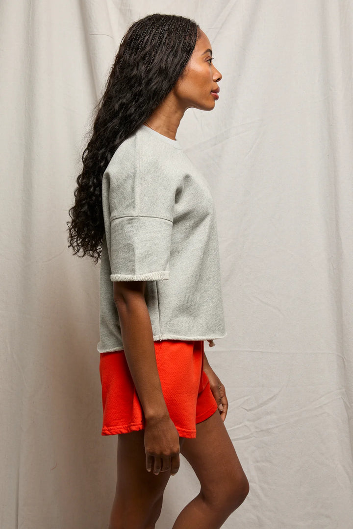 Ezra French Terry Short Sleeve Sweatshirt - Heather Grey