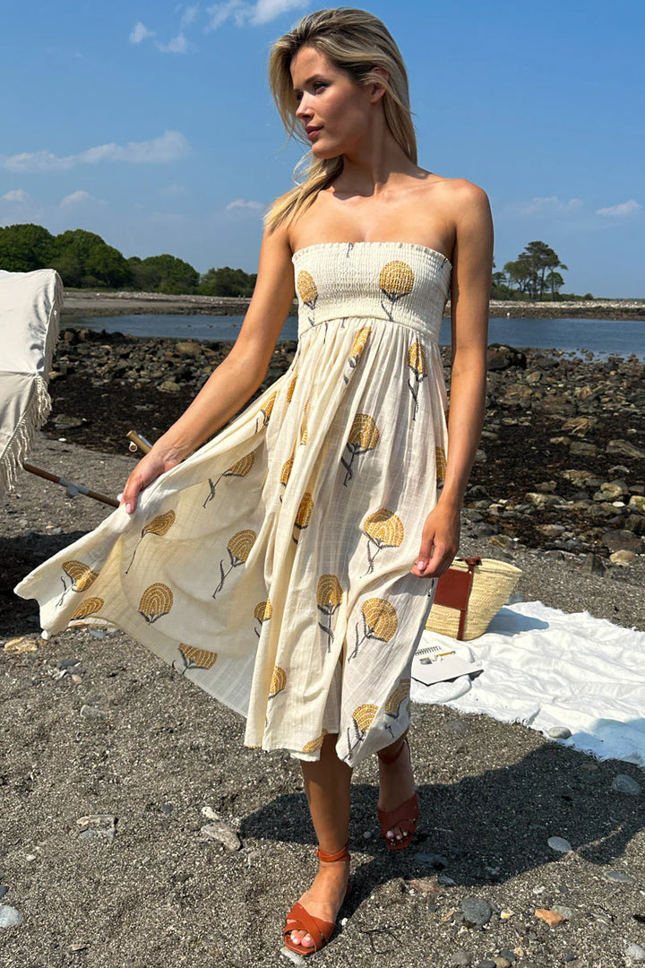 Smocked Maxi Skirt - Fan Flowers Marigold