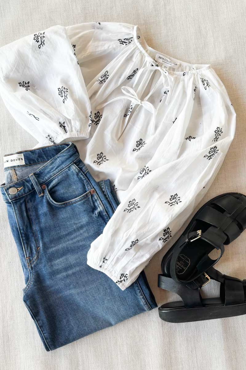 Folk Top - Black Sprig