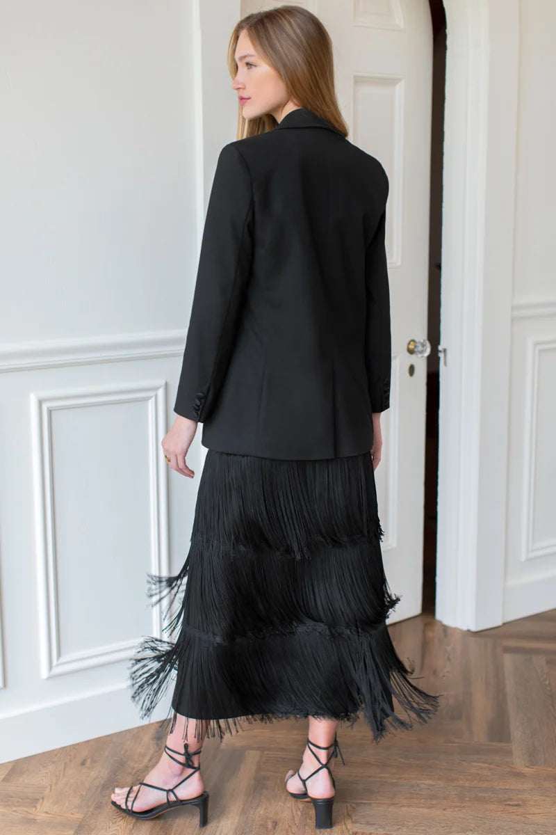 Fringe Maxi Skirt - Black
