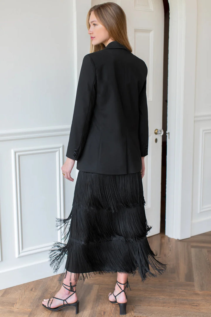 Fringe Maxi Skirt - Black