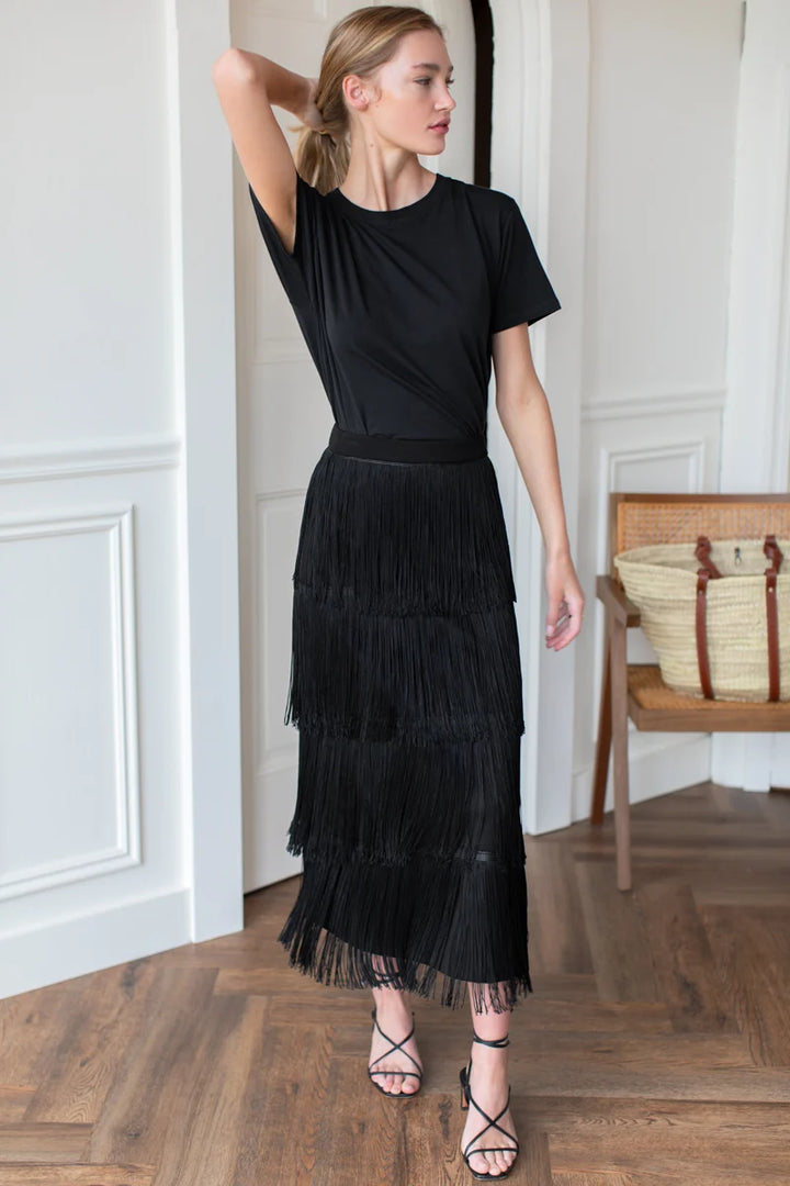 Fringe Maxi Skirt - Black