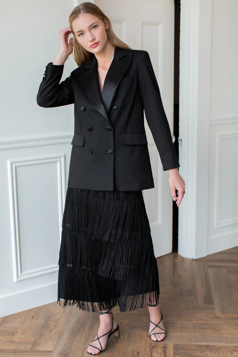 Fringe Maxi Skirt - Black