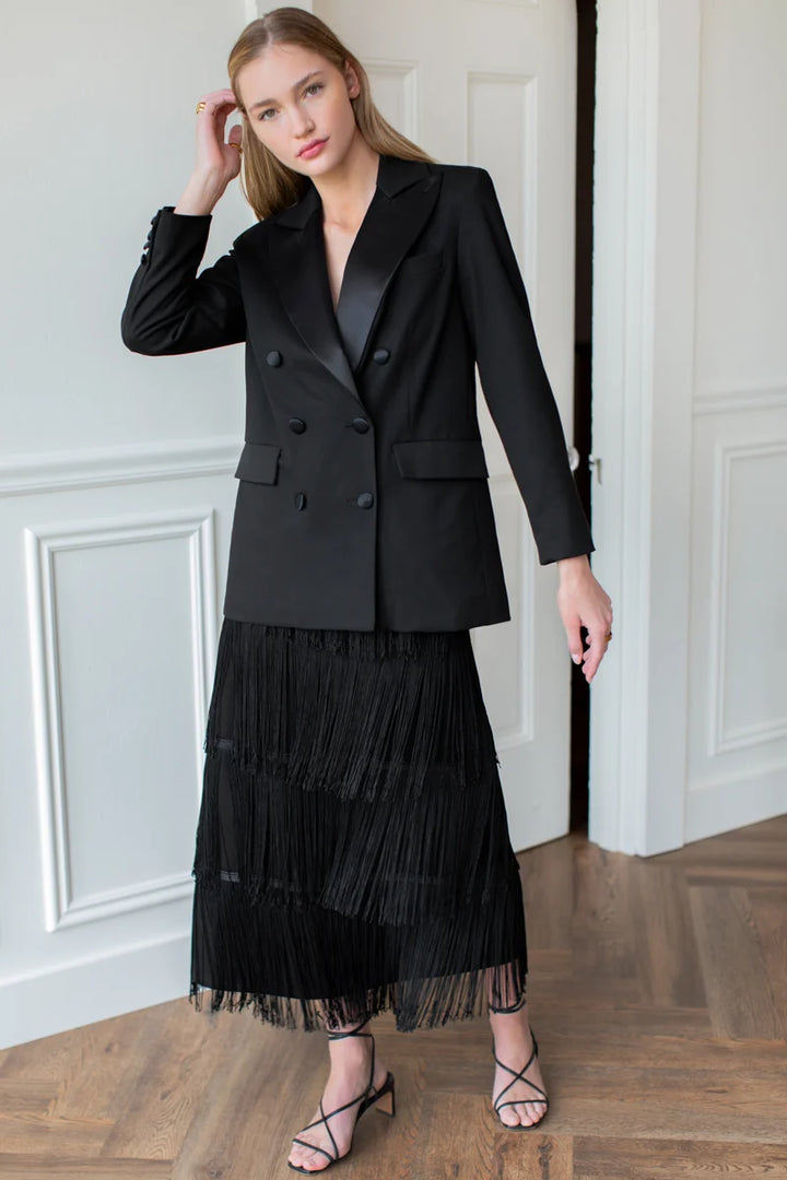 Fringe Maxi Skirt - Black