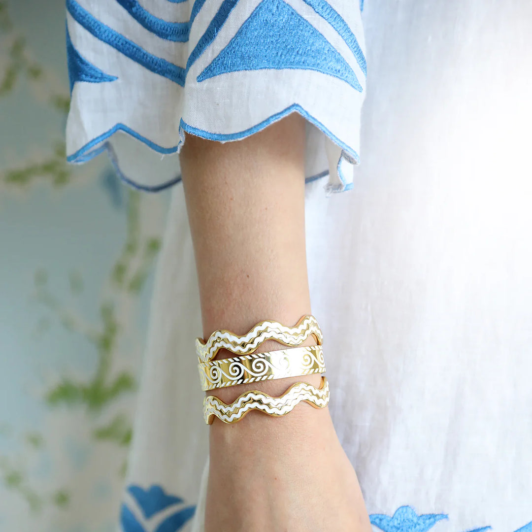 Enamel Wave Cuff - Ivory