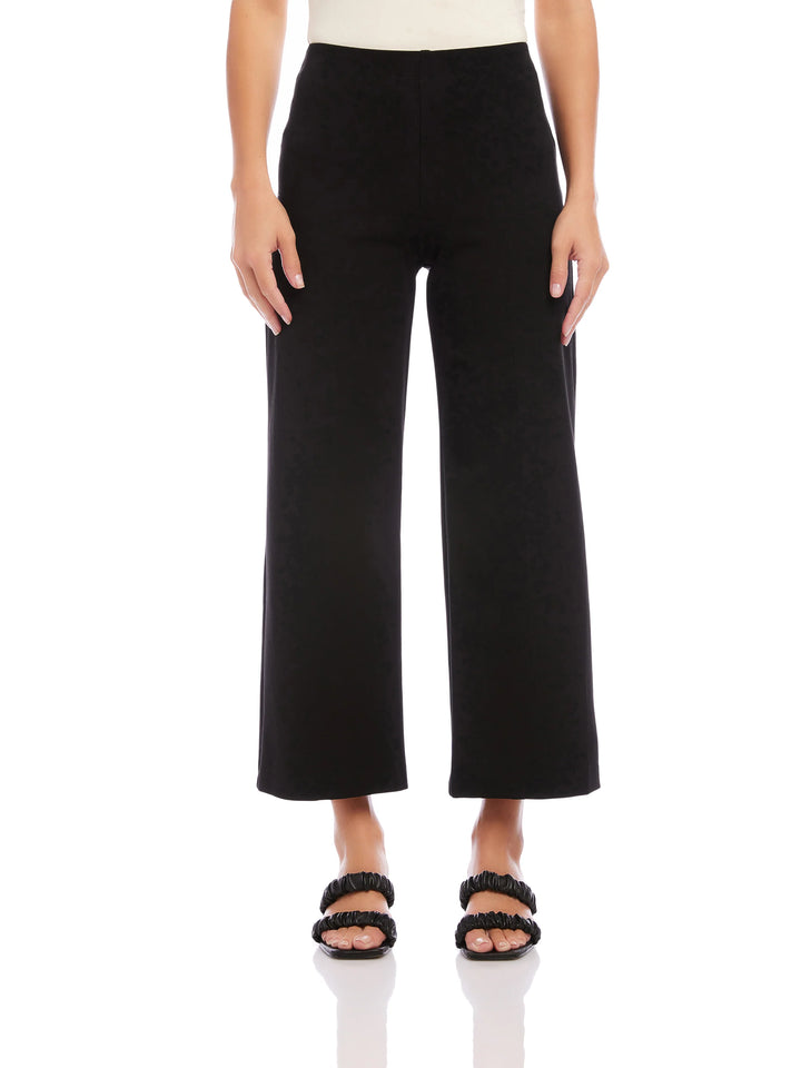 Wide-Leg Cropped Pants - Black