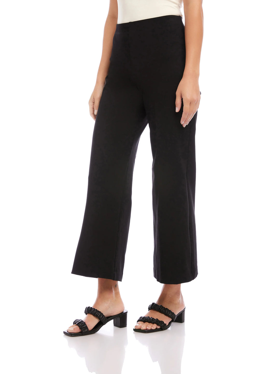 Wide-Leg Cropped Pants - Black