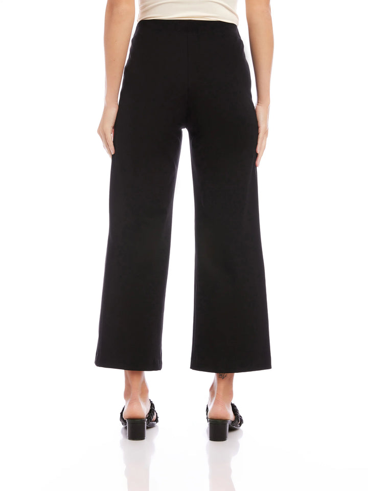 Wide-Leg Cropped Pants - Black