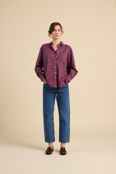 Blake Oversized Shirt - Mulled Wine Plaid