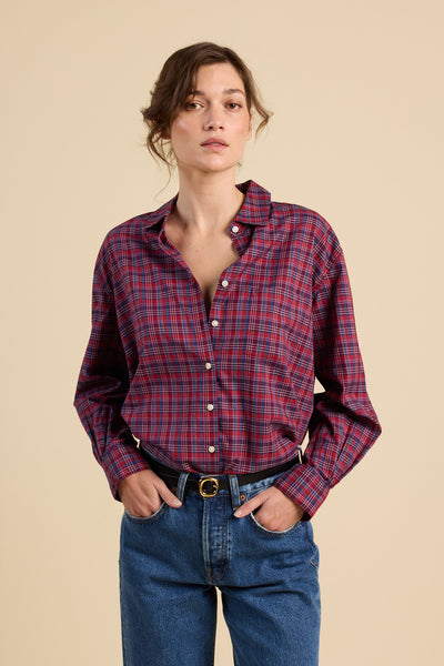 Blake Oversized Shirt - Mulled Wine Plaid