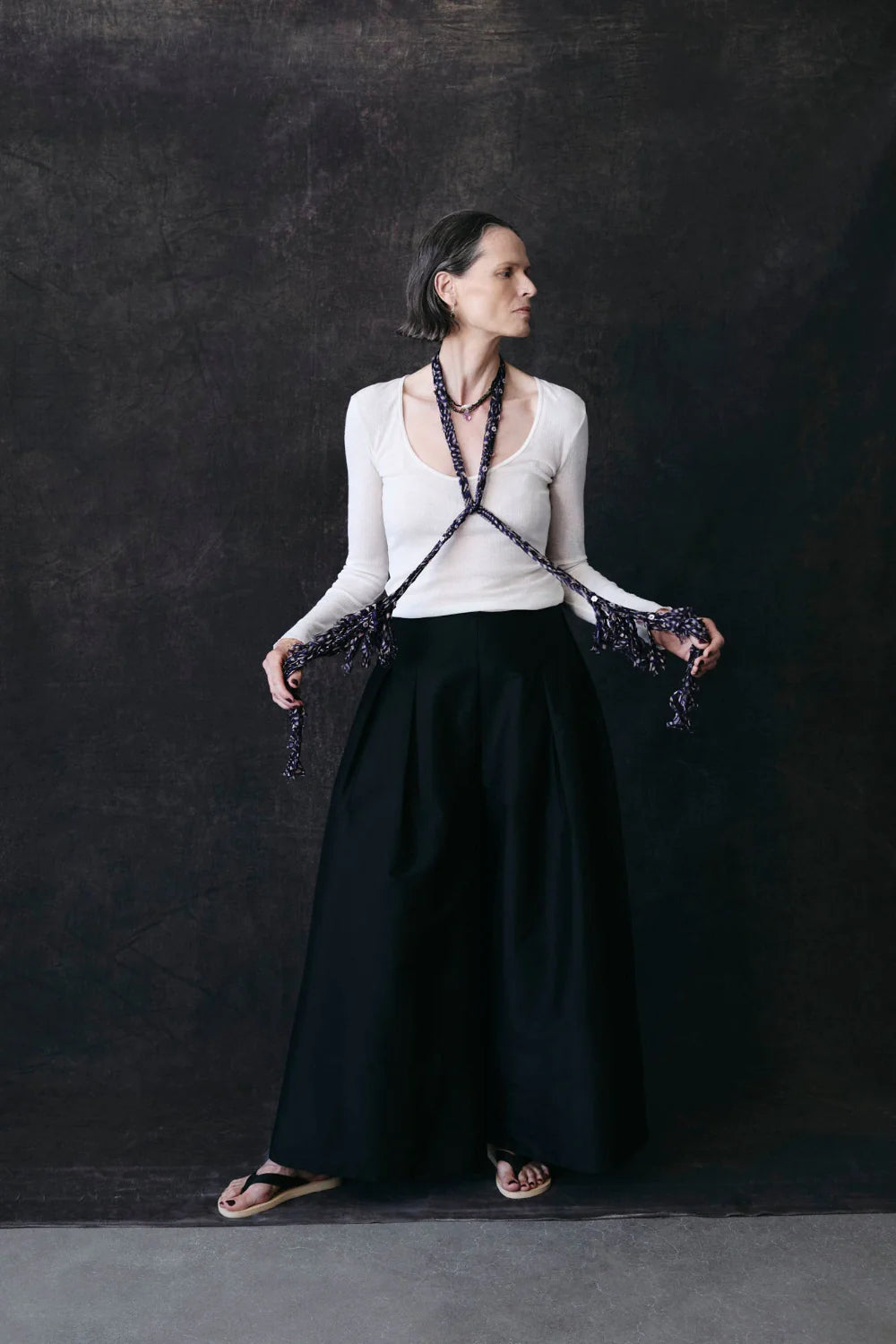 Techno Taffeta Ultra Wide Leg Trouser - Black