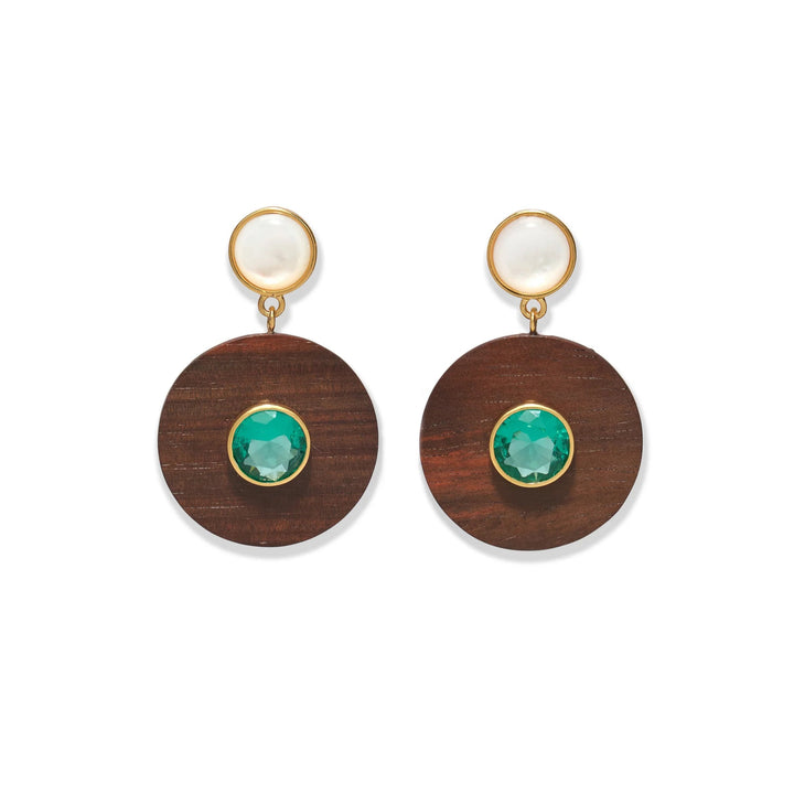 Taj Disc Earrings - Acacia Wood