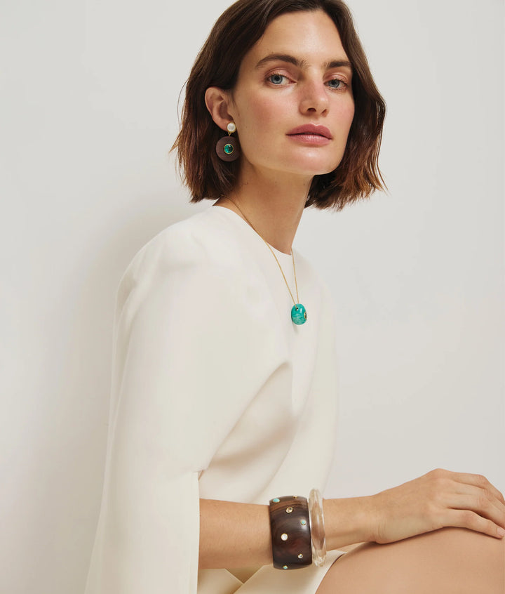 Taj Disc Earrings - Acacia Wood