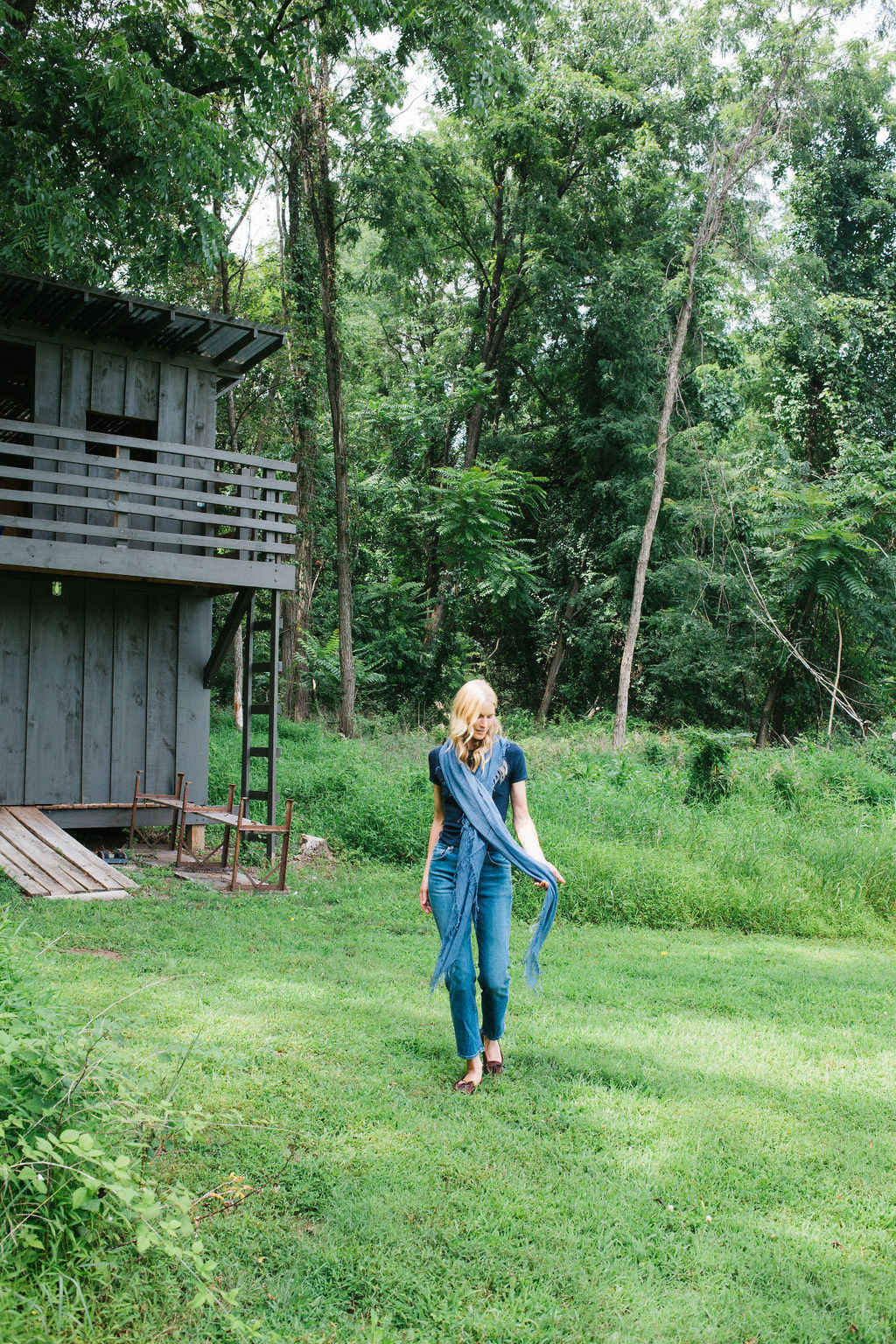 The Silk Cashmere Scarf- Deja Vu Blue