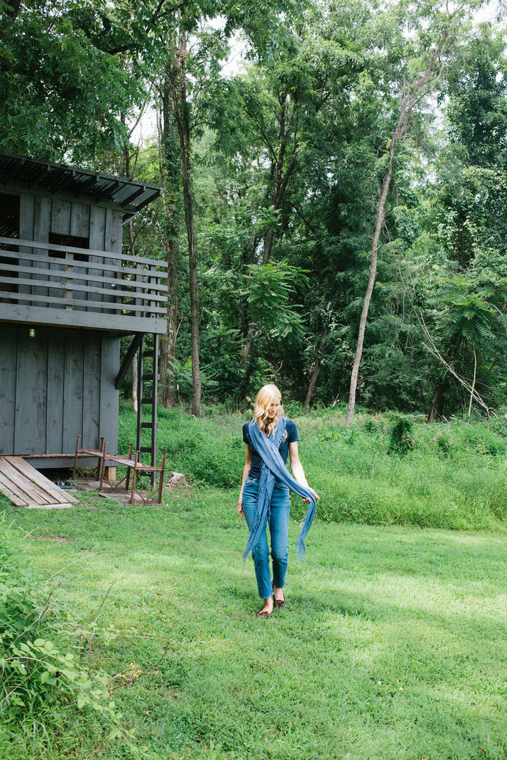 The Silk Cashmere Scarf- Deja Vu Blue