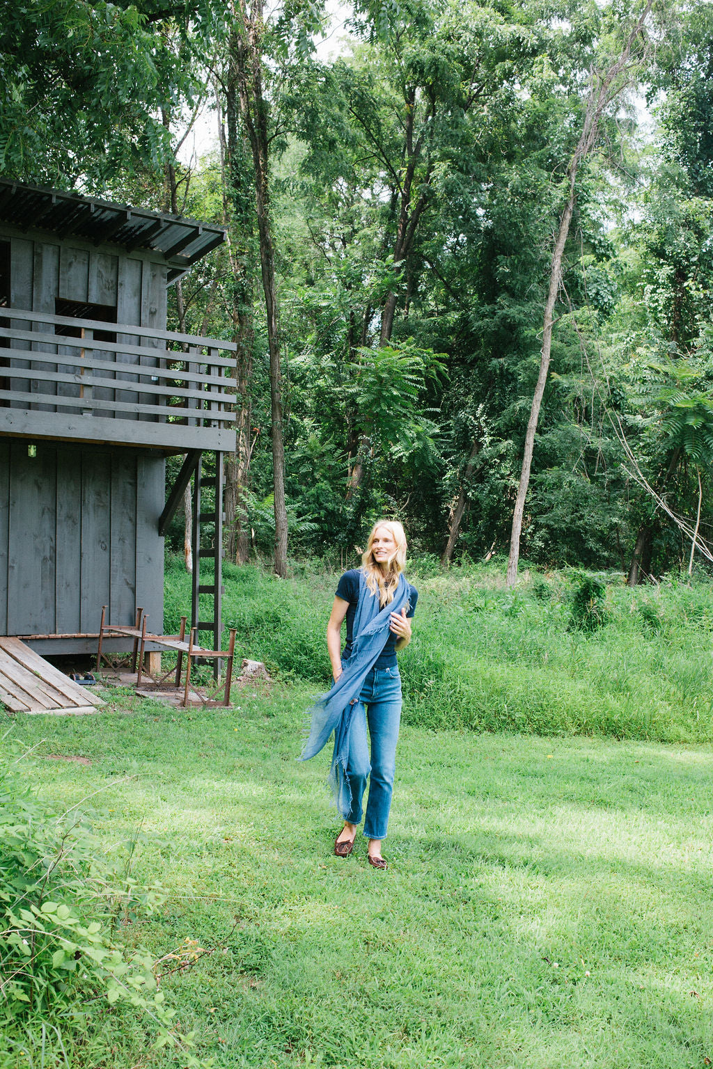 The Silk Cashmere Scarf- Deja Vu Blue