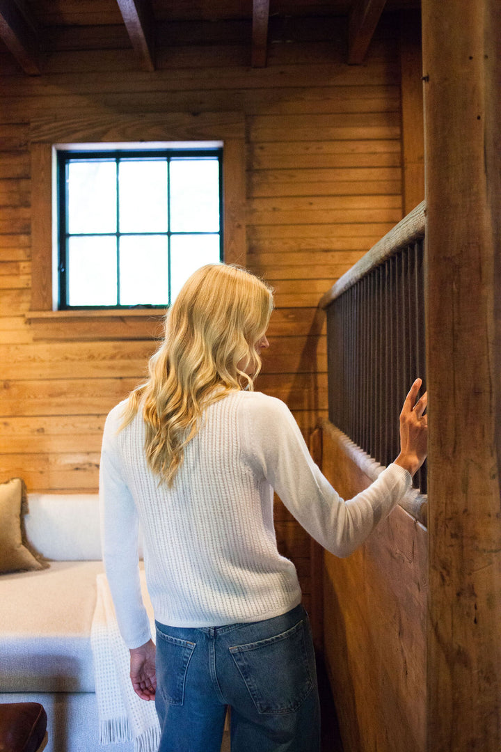 Janna Cashmere Cardigan- Chalk