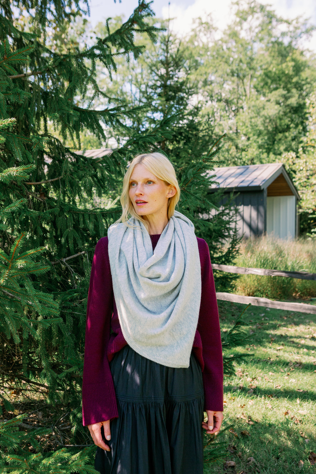 Cashmere Blend Triangle Scarf- Dark Clouds