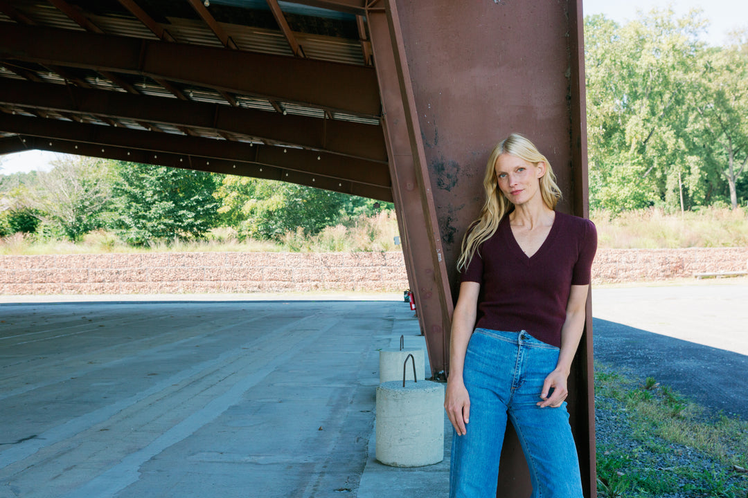 Sandra V Neck- Hawthorn