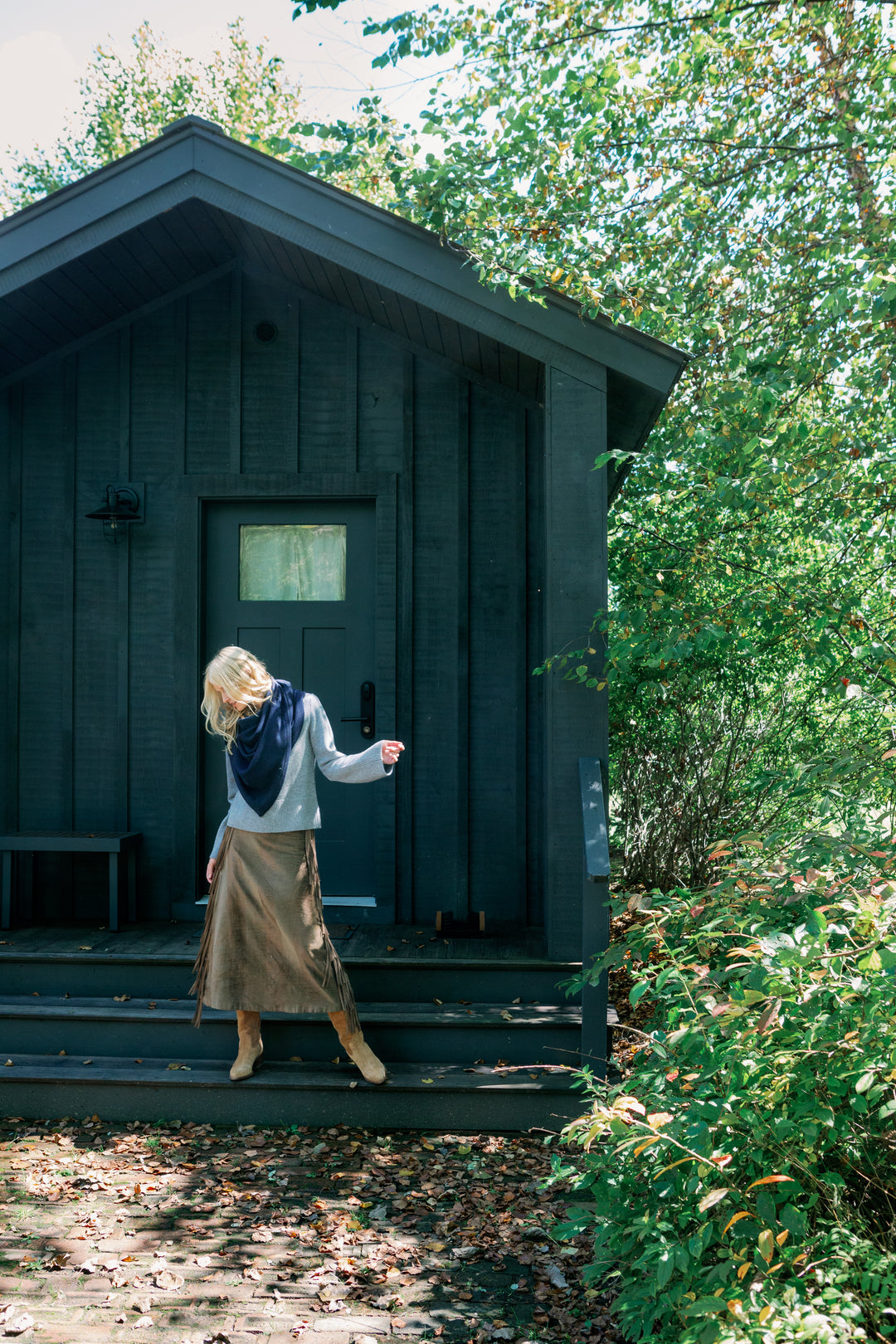 Cashmere Blend Triangle Scarf- Navy