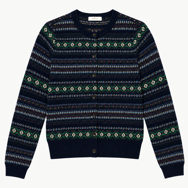 Faustine Cardigan - Navy Fair Isle