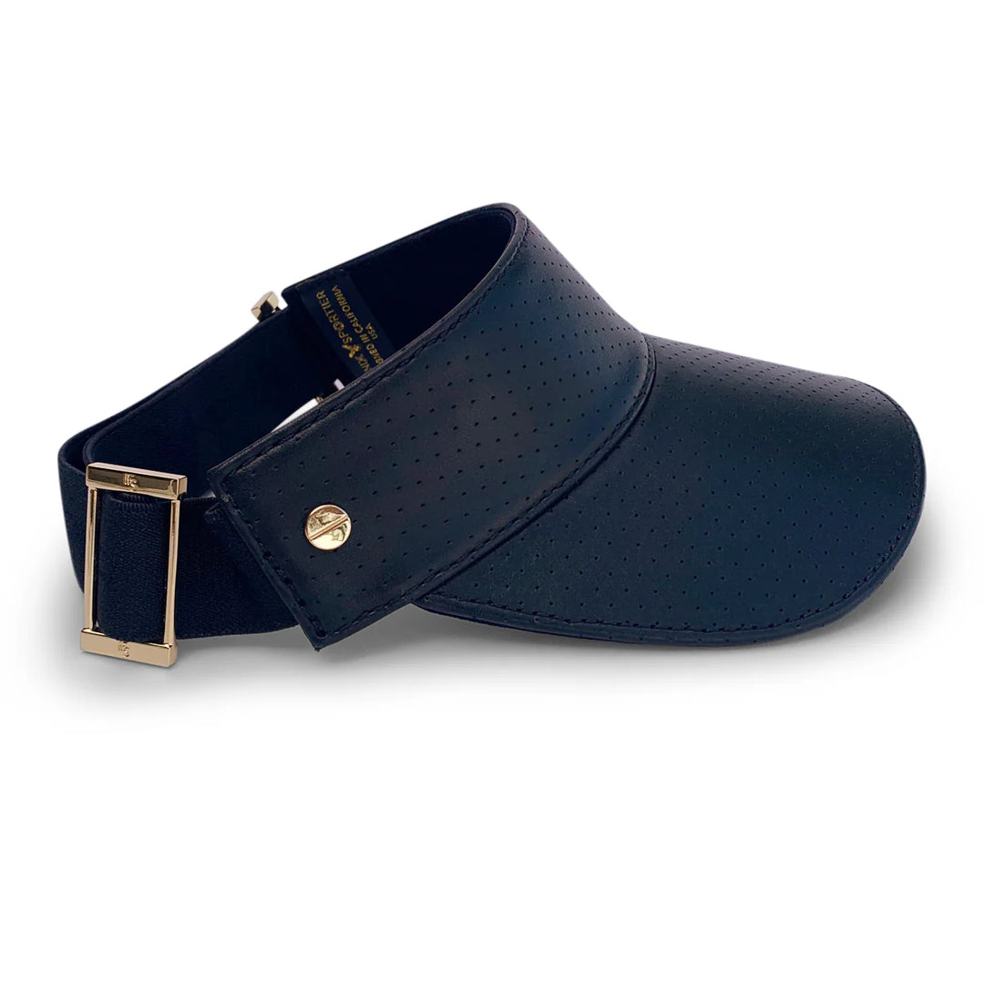 The Leather Visor - Navy & Gold