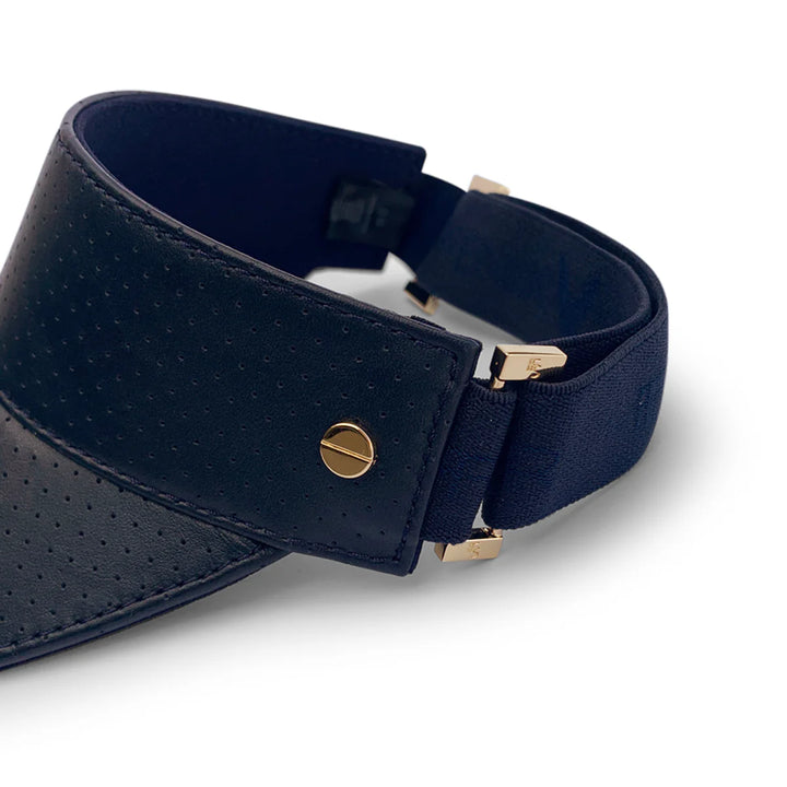 The Leather Visor - Navy & Gold