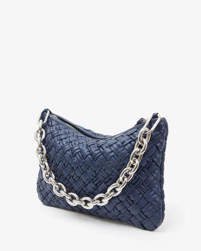 Flat Clutch W/ Tabs- Bright Navy Puffy Woven