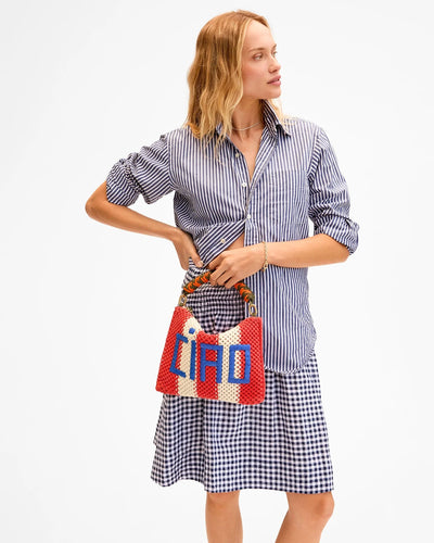 Flat Clutch w/ Tabs - Cream & Bright Poppy
