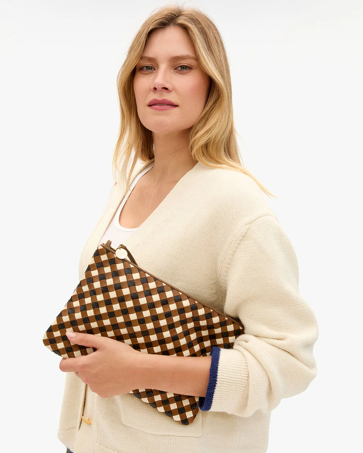 Flat Clutch w/ Tabs - Oat Gingham Woven