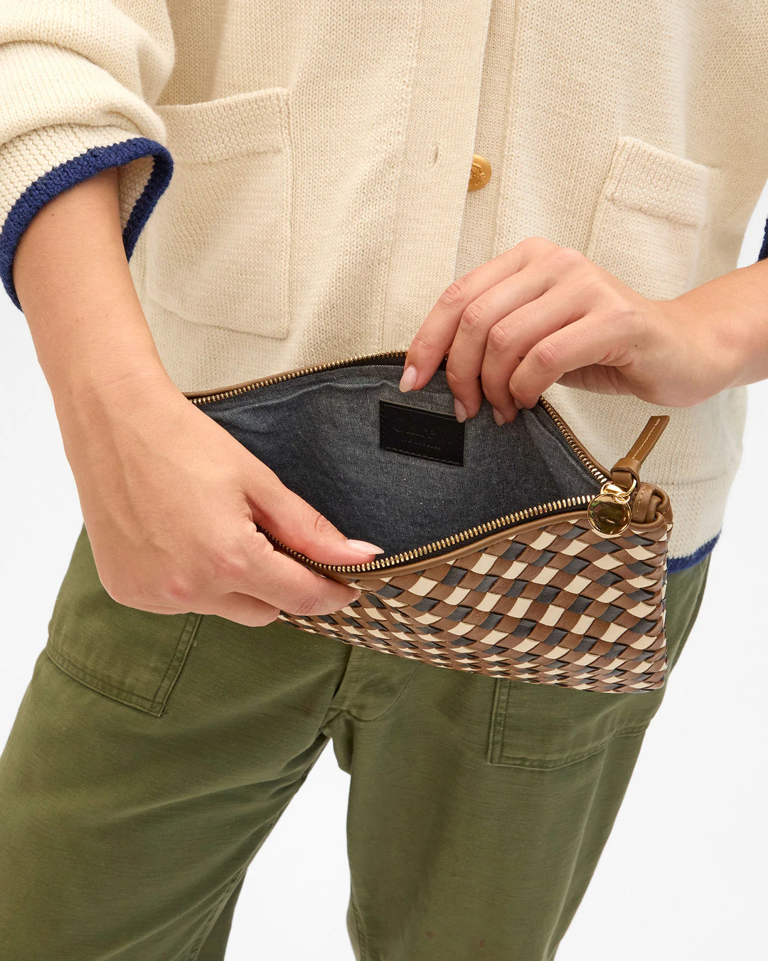 Flat Clutch w/ Tabs - Oat Gingham Woven
