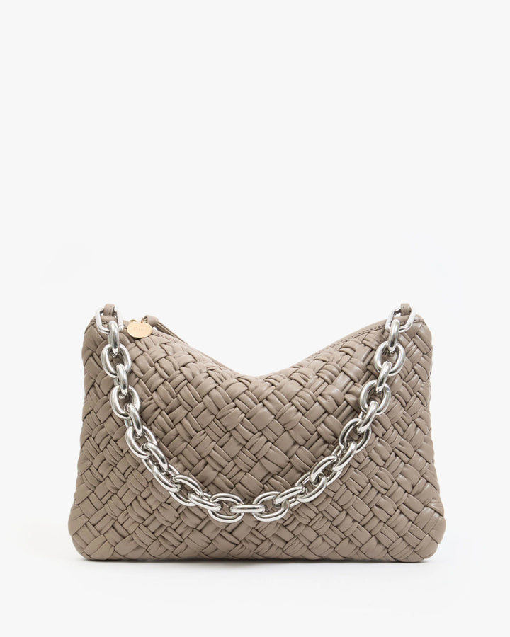 Flat Clutch w/ Tabs - Dove Puffy Woven