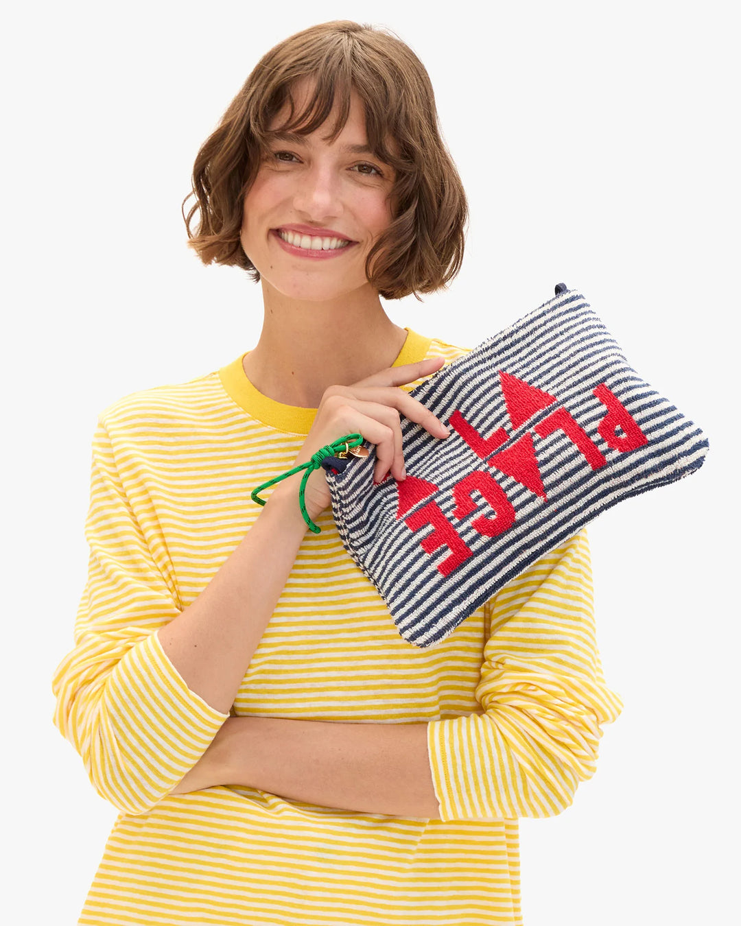 Flat Clutch w/ Tabs - Deep Dive/Cream Stripe w/ Maraschino À la Plage
