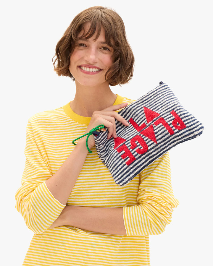 Flat Clutch w/ Tabs - Deep Dive/Cream Stripe w/ Maraschino À la Plage