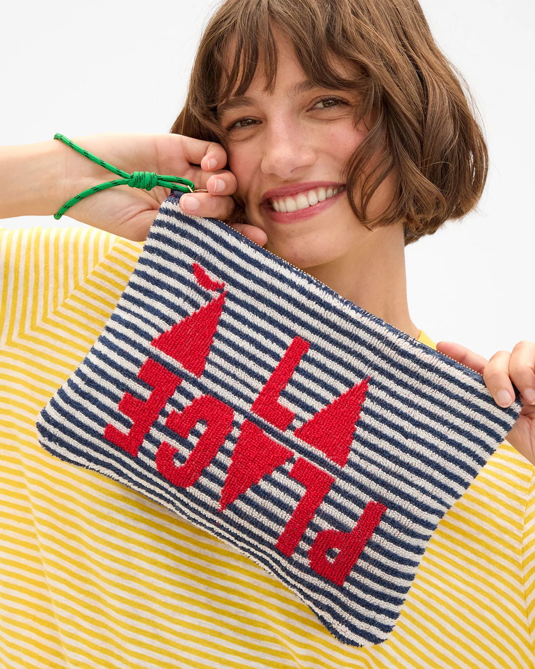 Flat Clutch w/ Tabs - Deep Dive/Cream Stripe w/ Maraschino À la Plage