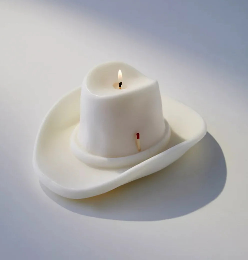 Belle Star Cowboy Hat Candle - White