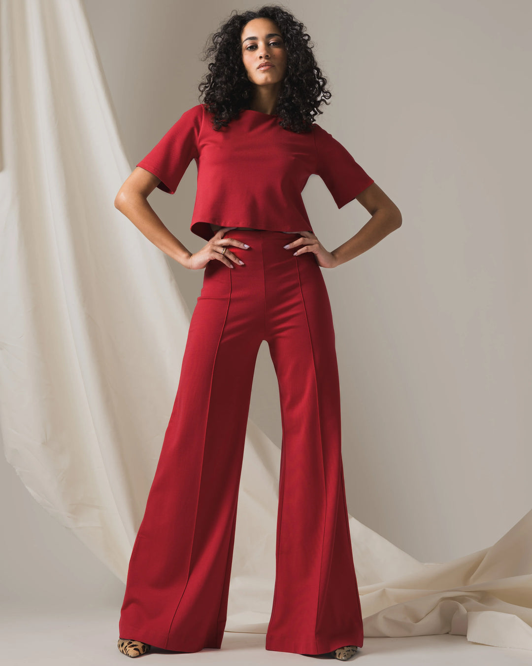 Ponte Knit Pant - Red