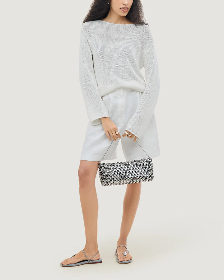 Gala Clutch Double Weave Metallic - Pewter