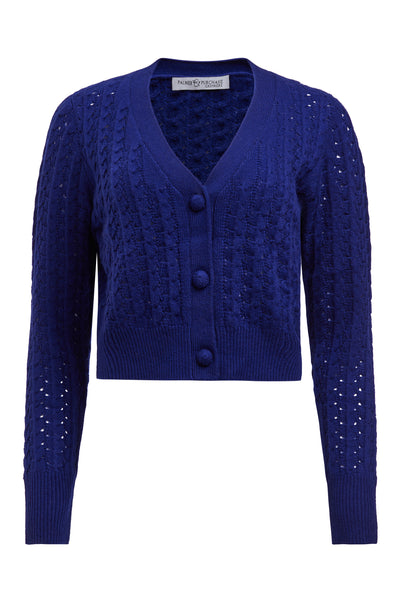 Pointelle Cashmere Cardigan- French Navy