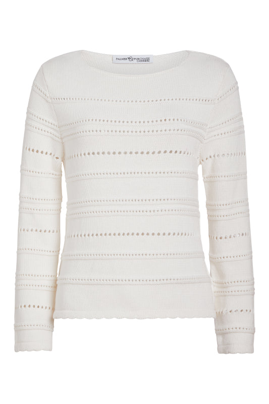 Gisele Pointelle Sweater- White