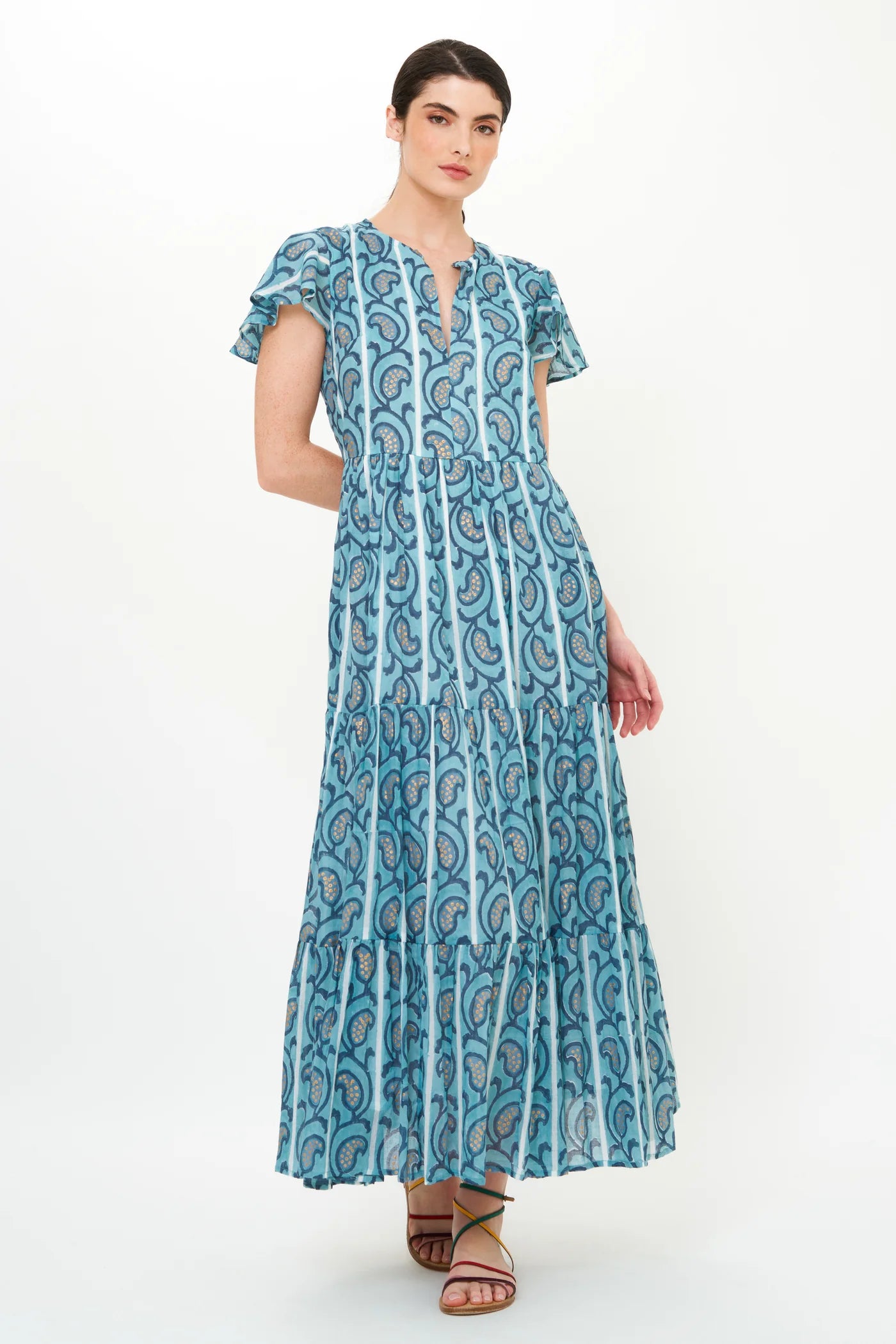 Flirty V-Neck Maxi - Goa Blue