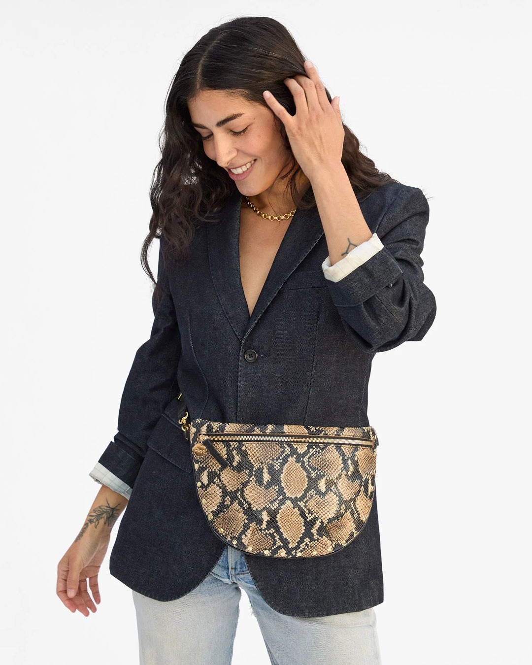 Grande Fanny - Tan Desert Snake w/ Piping & Studs