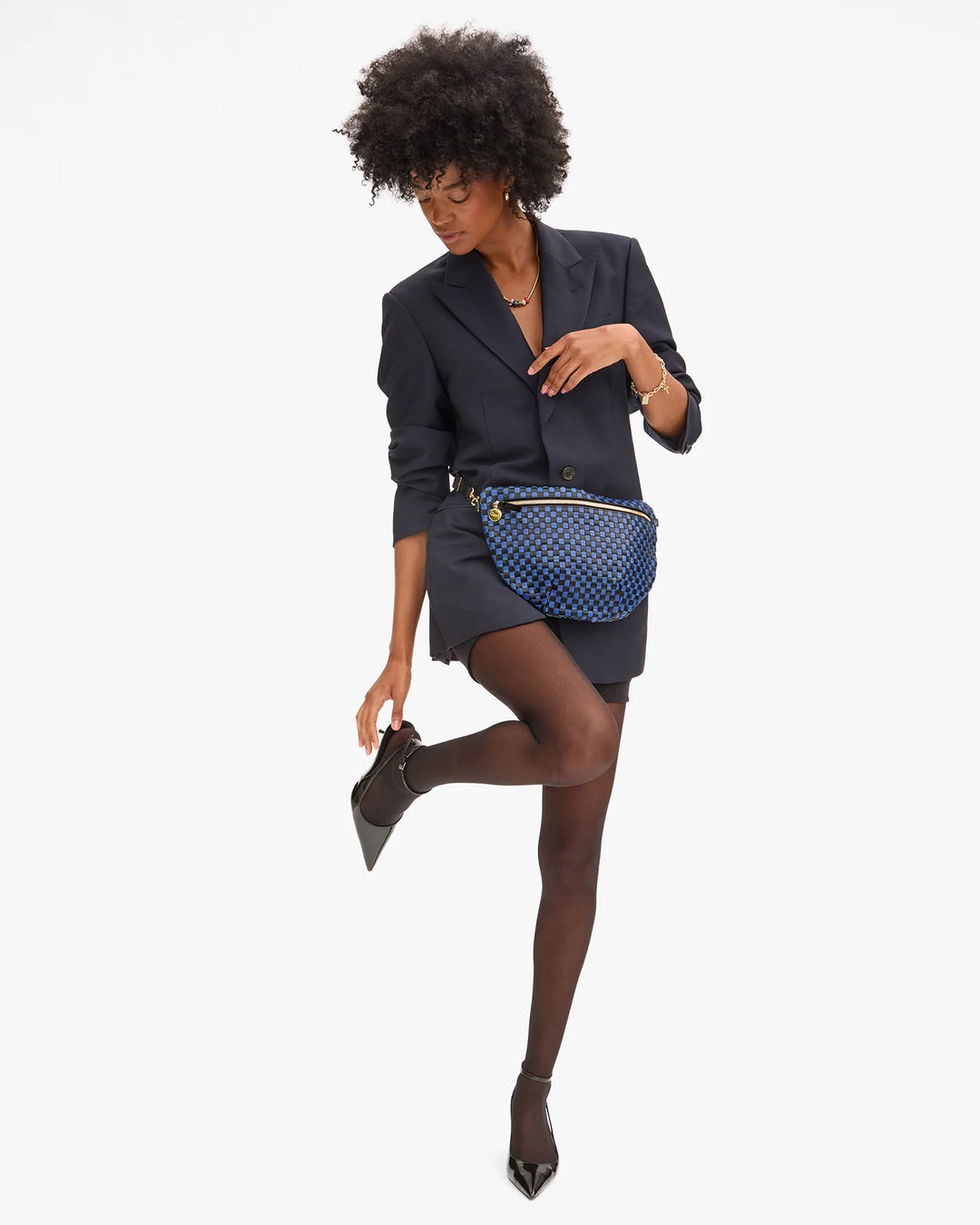 Grande Fanny - Black/Cobalt Woven Checker