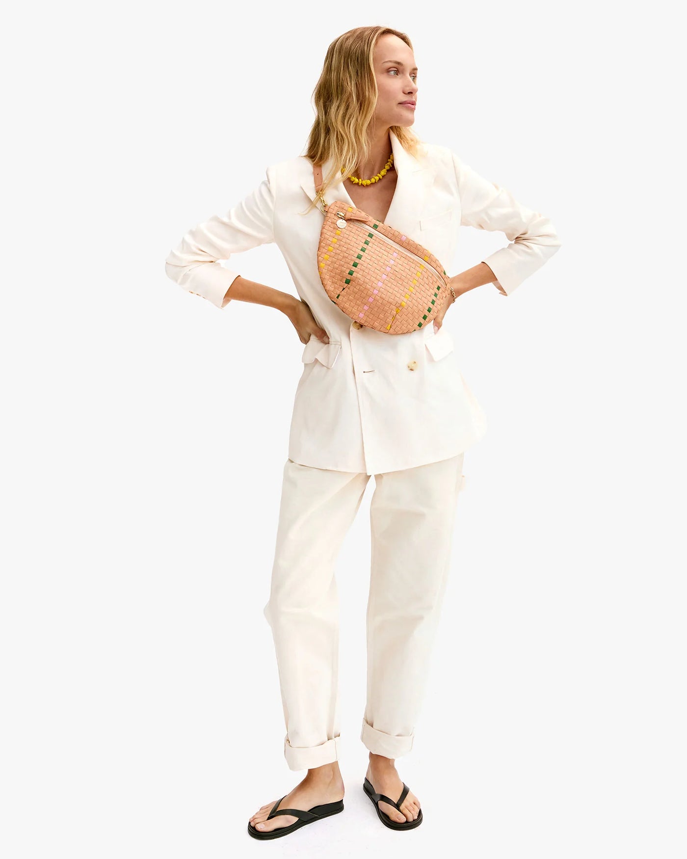 Grande Fanny - Bisque Woven Checker w/ Stripe