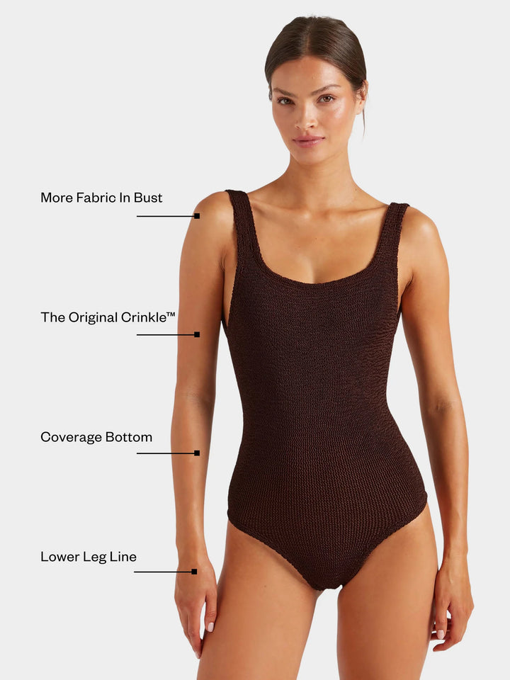 Coverage Square Neck Swim - Metallic Chocolate