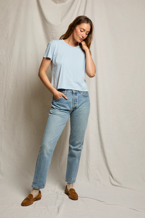 Harley Cotton Boxy Crew Tee - Powder Blue