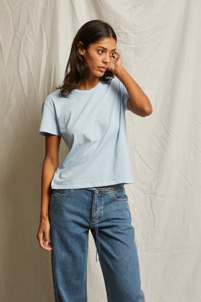 Harley Cotton Boxy Crew Tee - Sky Blue