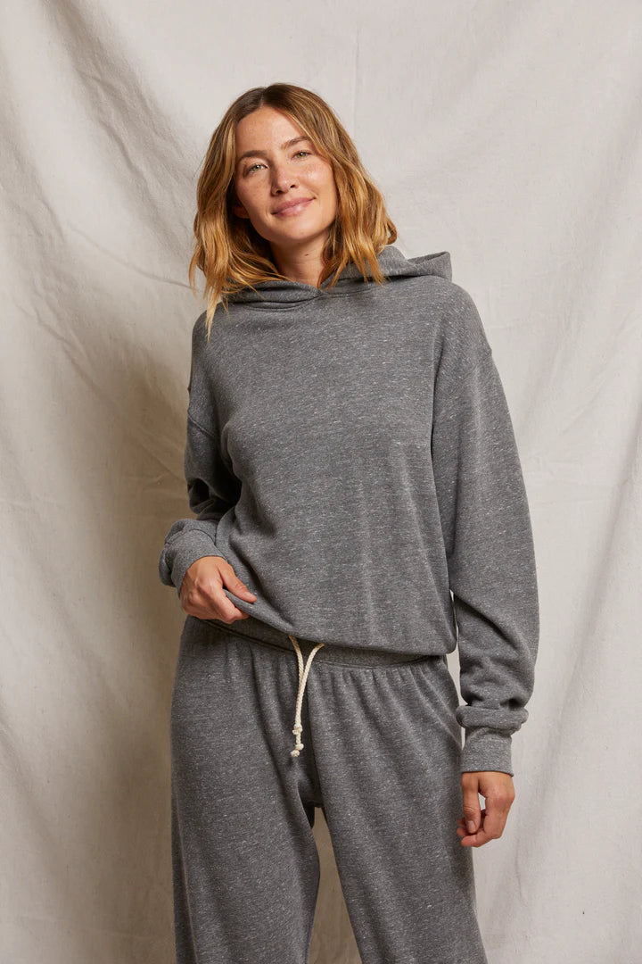 Heart Cotton Fleece Pullover Hoodie - Dark Heather Grey